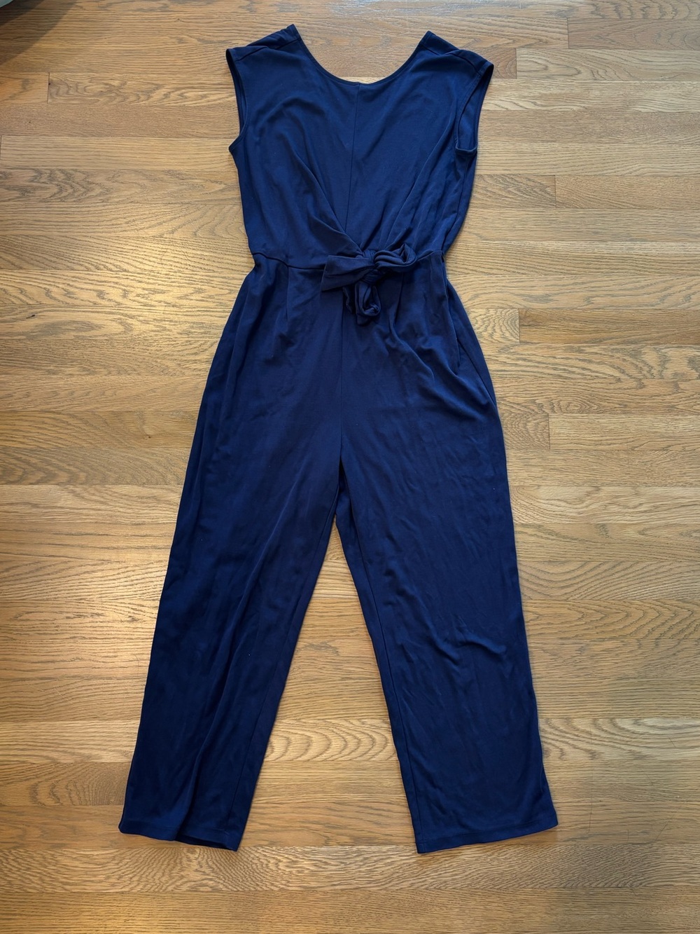 Prologue Navy Sleeveless Tie-Waist Jumpsuit